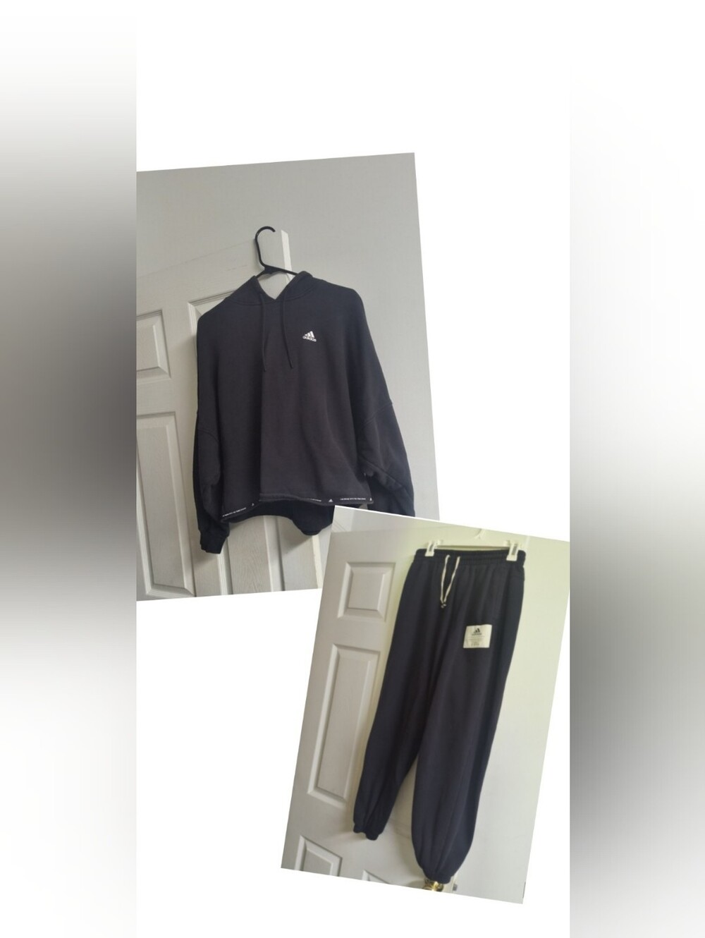 adidas Black Track Suit with White Drawstring
